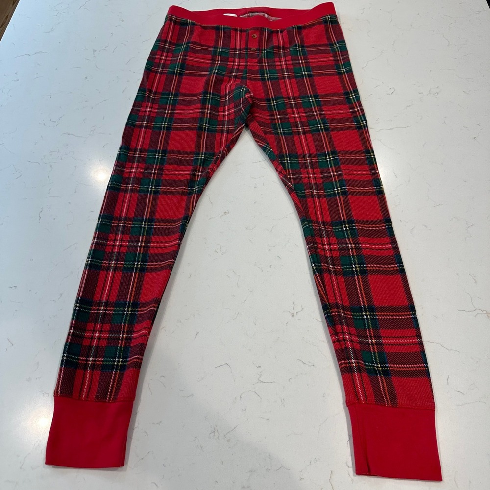 Old Navy Womens Red Plaid Thermal Waffle Knit Pajama Pants Lounge Sleep Size L
